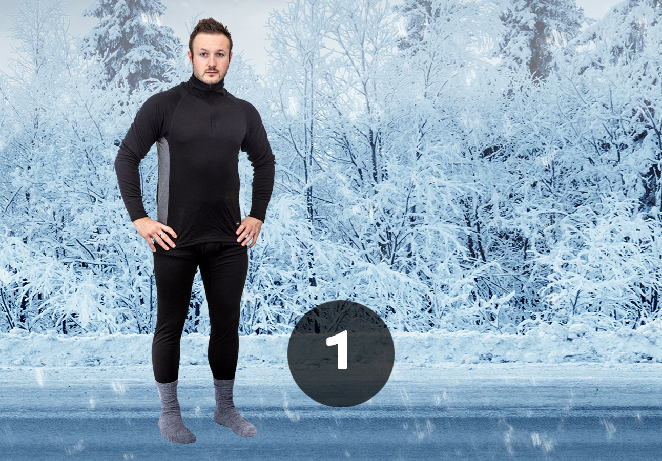 Mann i fukttransporterende undertøy